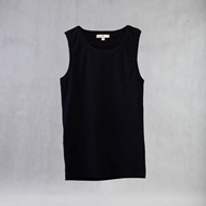 ITIZ Flair black tank top – front view made from stretch cotton-poly blend
