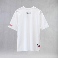 Back view of ITIZ Tsubasa white t-shirt with football graphic and Arabic text