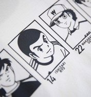  Close-up of anime characters printed on ITIZ Tsubasa t-shirt