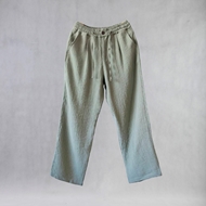 Olive green ITIZ Été pants – front view with drawstring waistband