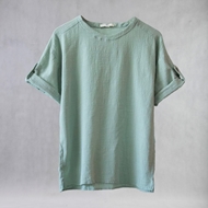 ITIZ Libra t-shirt in sage green – front view with relaxed oversized fit