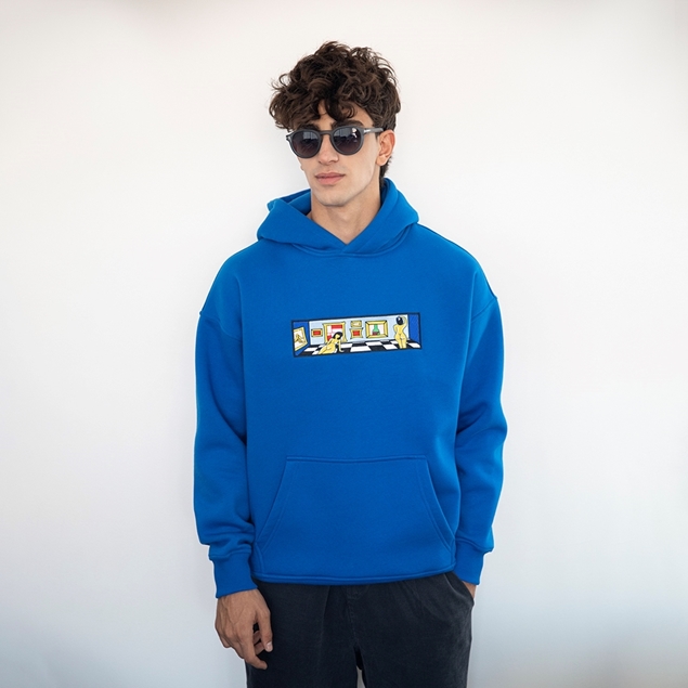 ITIZ Virgo Hoodie – Front Slate Blue View	Model