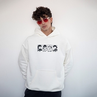 White ITIZ Football hoodie with oversized streetwear design madel