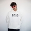 White ITIZ Football hoodie with oversized streetwear design madel