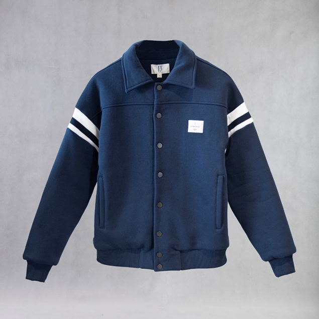 Bluett Bomber Jacket in navy blue front view by ITIZ
