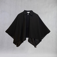 Front view of ITIZ Butterfly poncho in black color, waterproof fabric, free size