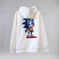 هودی Sonic پشت، رنگ سفید با گلدوزی بزرگ Sonic و طراحی مدرن