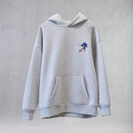 هودی Sonic جلو، رنگ ملانژ با گلدوزی کوچک و فرم اورسایز