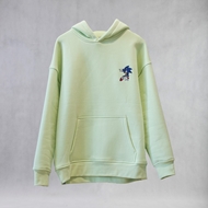 هودی Sonic جلو، رنگ فسفری با گلدوزی بزرگ و طراحی برجسته